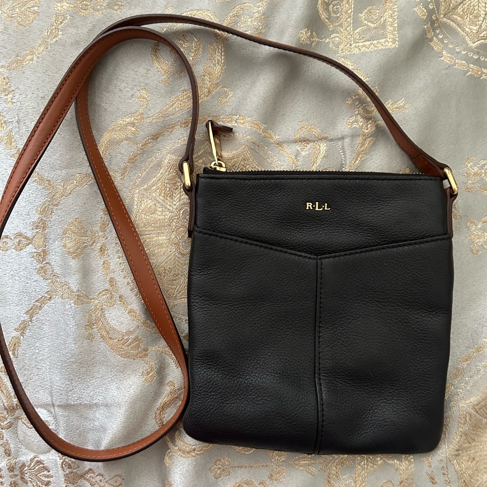 Polo by Ralph Lauren Black and Tan Crossbody Bag